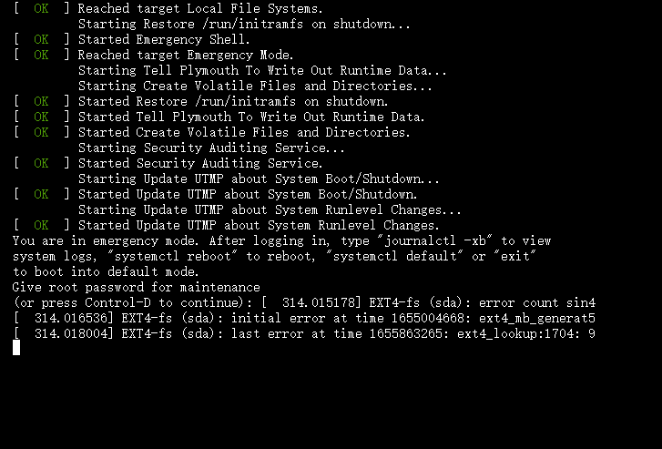 [  314.018004] EXT4-fs (sda): last error at time 1655863265: ext4_lookup:1704: 9   Centos 8 stream